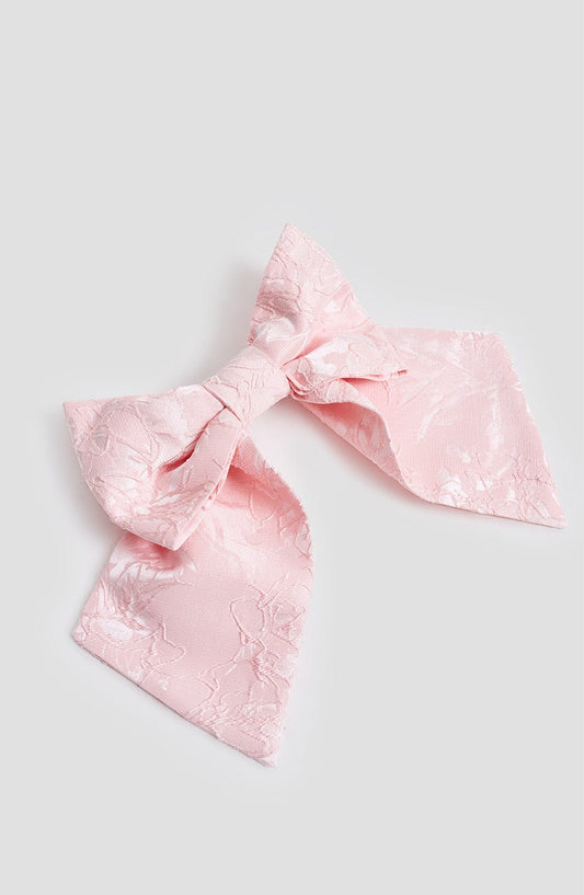Lazo para el cabello rosa empolvado, moño doble de tela con textura