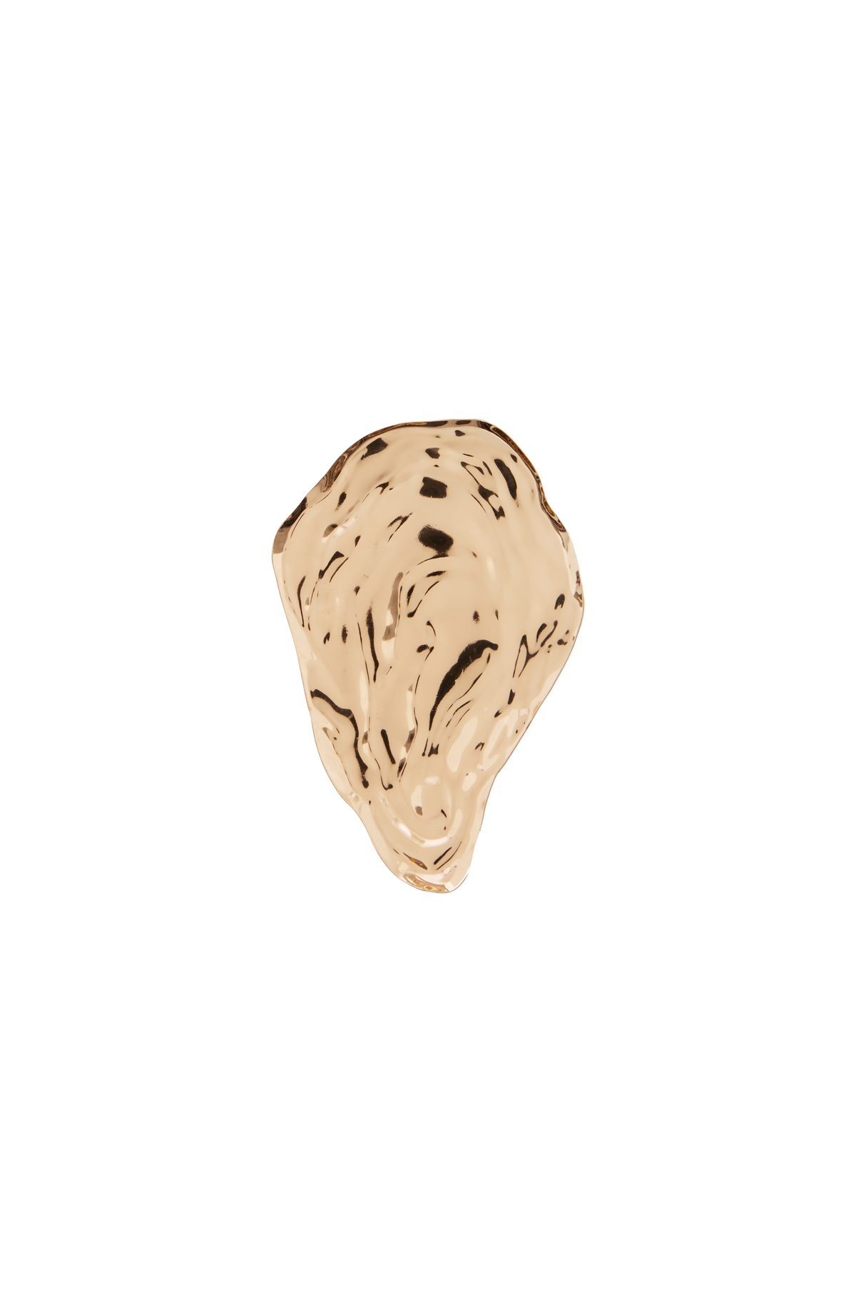 Broche dorado tipo gota con patrón ondulado y acabado brillante